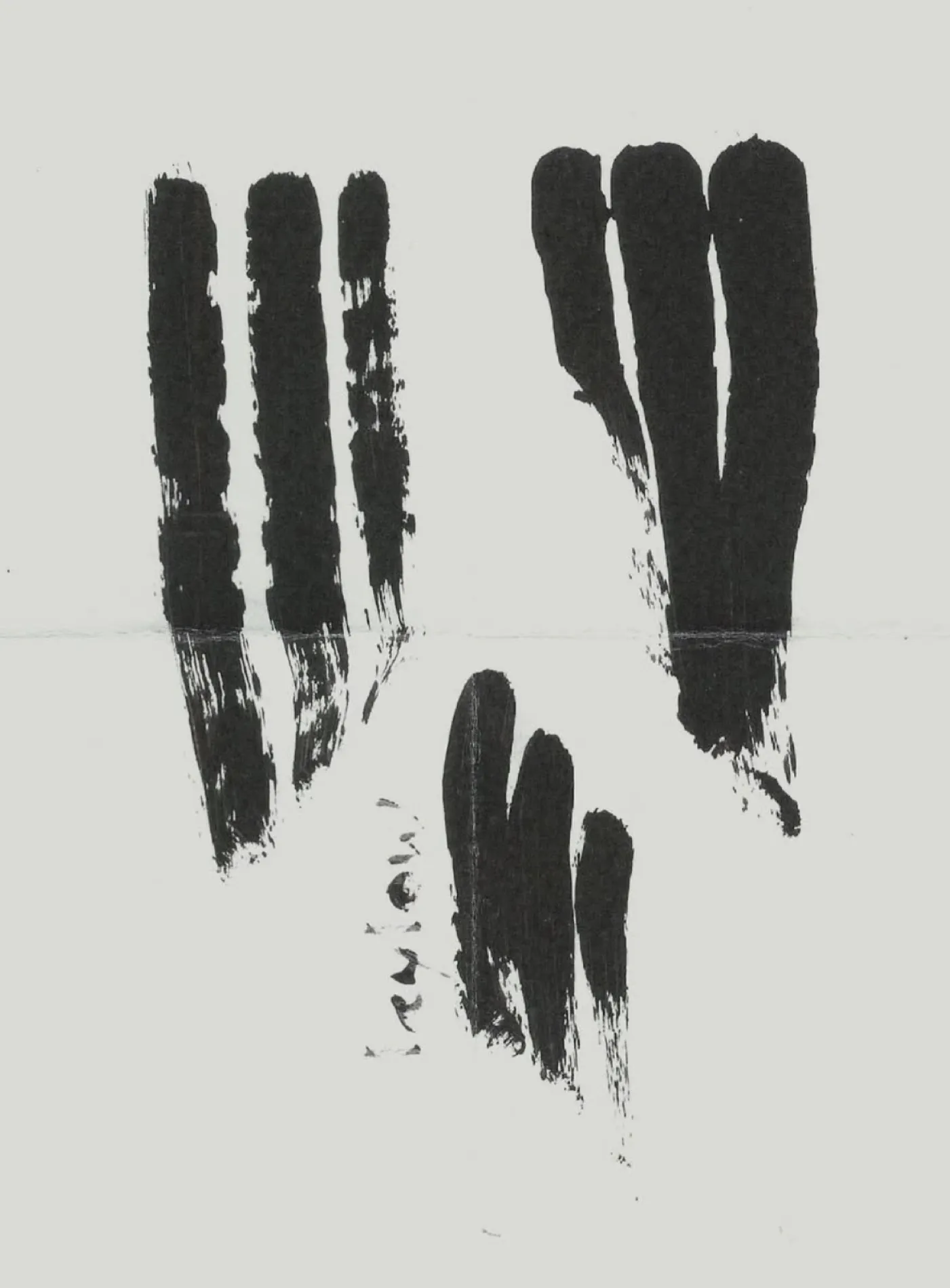 Black brushstroke hand printed on paper